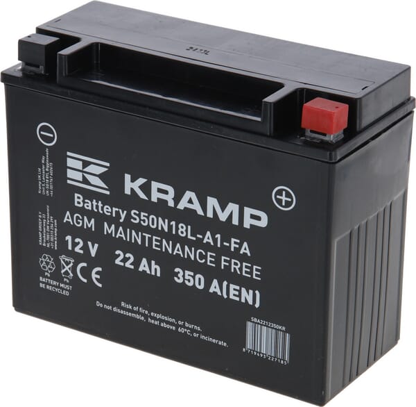 KRAMP Batterie 12V 22Ah 350A geschlossen Kramp - 1 Stück - SBA2212350KR