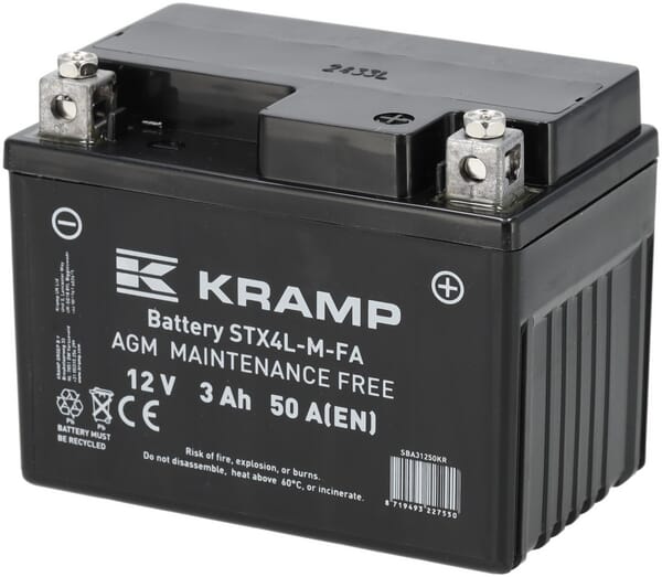 KRAMP Batterie 12V 3Ah 50A geschlossen Kramp - 1 Stück - SBA31250KR