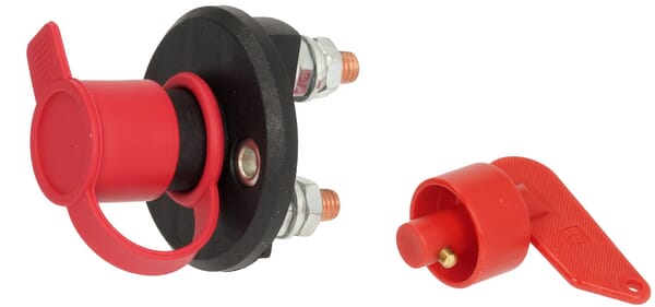 KRAMP Batterieschalter rund, schwarz, M8, 12/24V, 150A/500A (5sec), IP40 SW10005KR