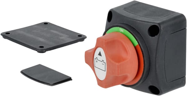 KRAMP Batterieschalter quadratisch, schwarz, M10, 12/24V, 300A/1000A (5sec), IP54 SW10006KR