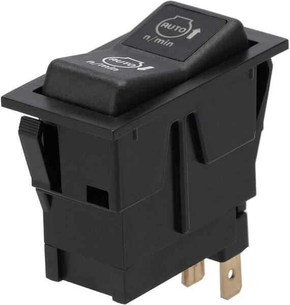 Rocker switch, (I)-0-(II), nut-on-nut, 12V, 4-pin, automatically increase/decrease motor speed