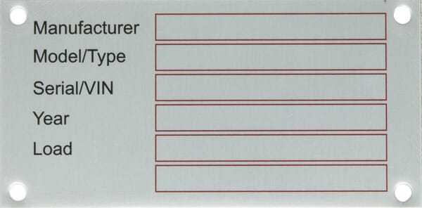 KRAMP Typenschild, Rohling, Aluminium, Serien- / Fahrgestellnummer 100x50mm - 10 Stück TAG001KR