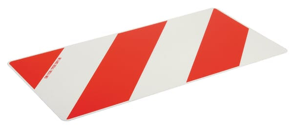 Red and white warning sign on the right