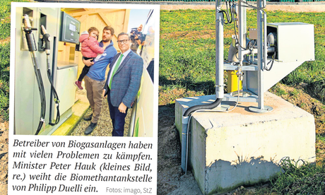 Stuttgarter Zeitung: Biomethantankstellen und der New Holland Methangastraktor