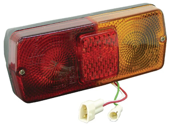 KRAMP Rücklicht LH rechteckig, 12V, rot/gelb, anschraubbar, 184x76mm Stecker, AMP Cobo 1097773