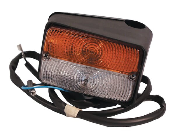 Direction and position light, front, rectangular, 12 V, yellow / transparent, screwed on, 120x60x82mm, Cobo
