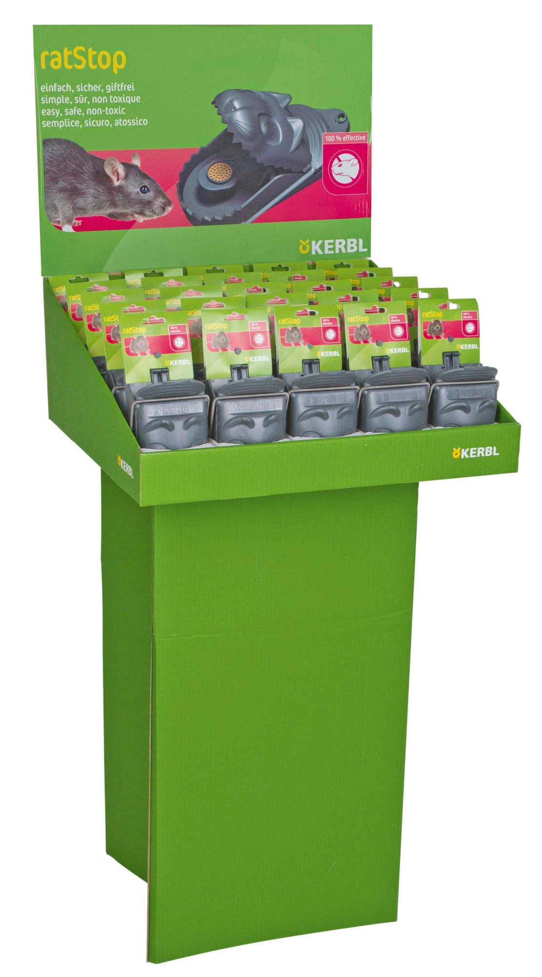 Kerbl Rattenfalle ratStop einzeln, Stand-Display 2998250 25 Stück
