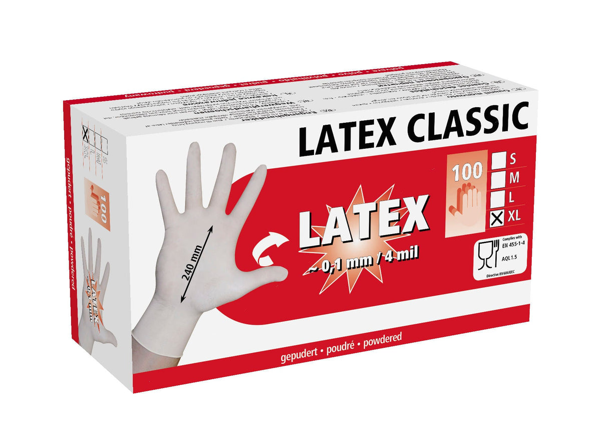 Kerbl Einmalhandschuhe Latex Classic gepudert, 100 St, Gr. S 15355