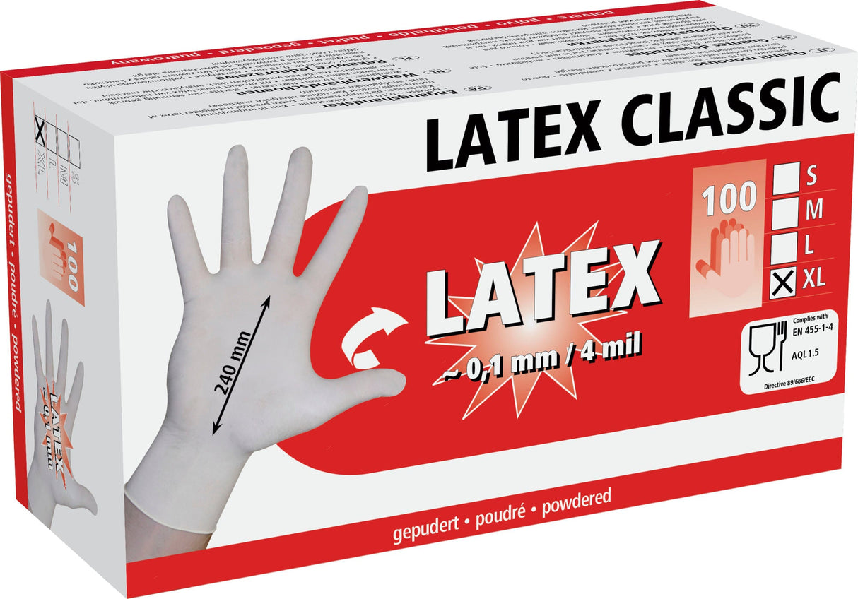 Kerbl Einmalhandschuhe Latex Classic gepudert, 100 St, Gr. S 15355