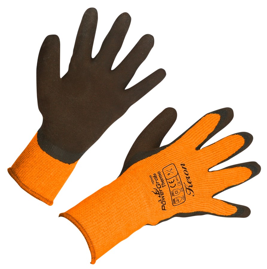 Kerbl PowerGrab Thermo Gr. 8 orange Strickhs. Latex m. Acrylfutter 297382 6 Stück