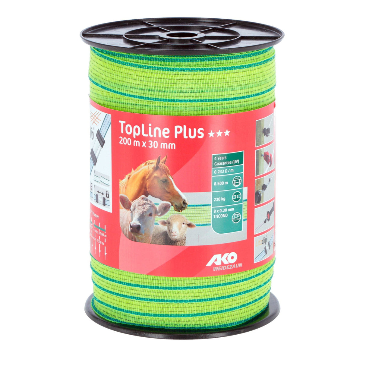 AKO Band TopLine Plus, 200m, 30mm neongelb/blau 8x0,30mm TriCond 1 Stück 449583