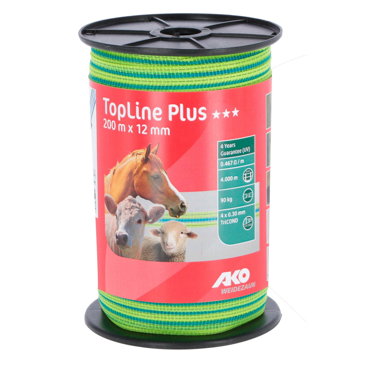 AKO Band TopLine Plus, 200m, 12mm neongelb/blau 4x0,30mm TriCond 1 Stück 449582