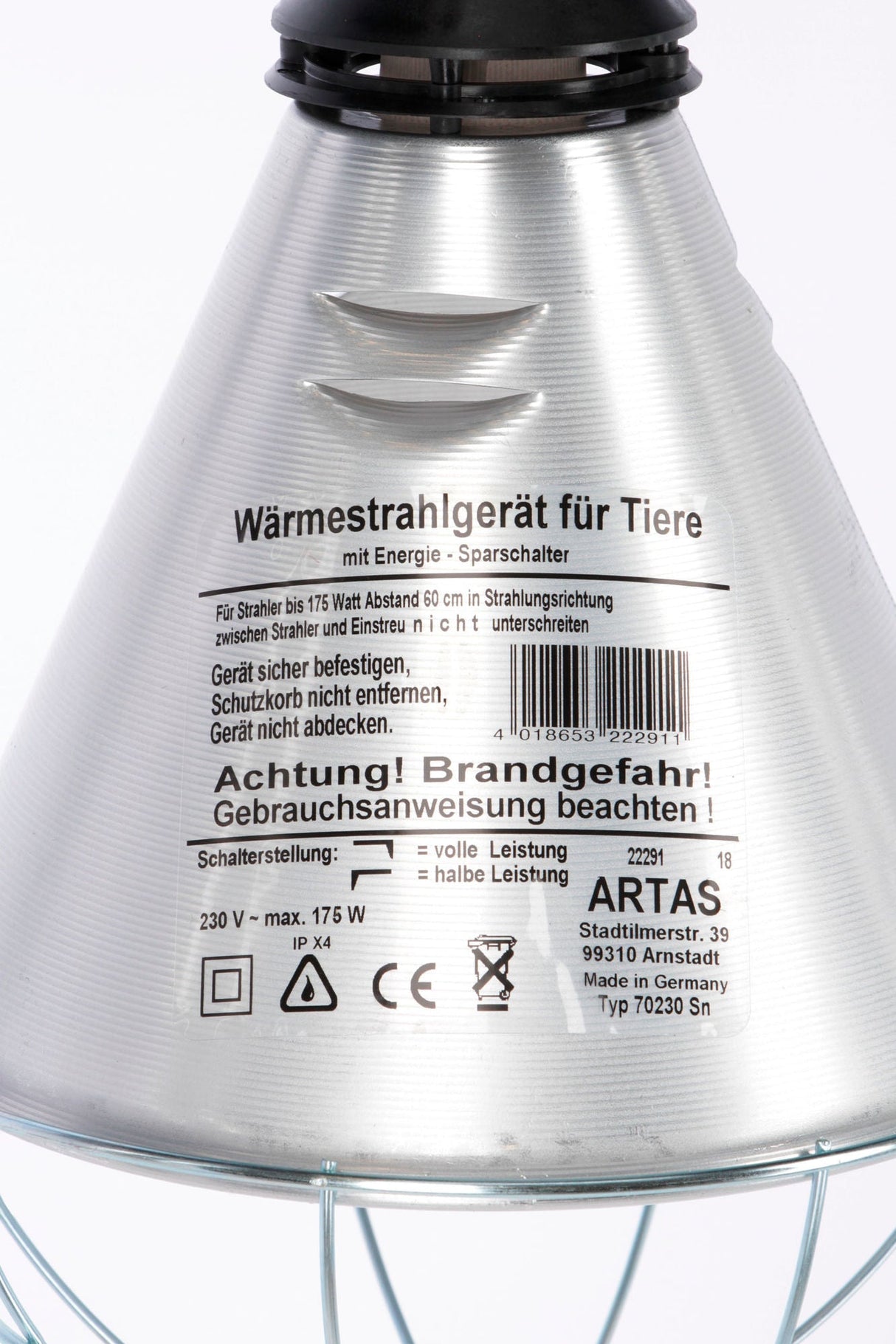 Kerbl Infrarot-Wärmestrahlgerät Alu 5 m Kabel mit Sparschalter 22291 2 Stück