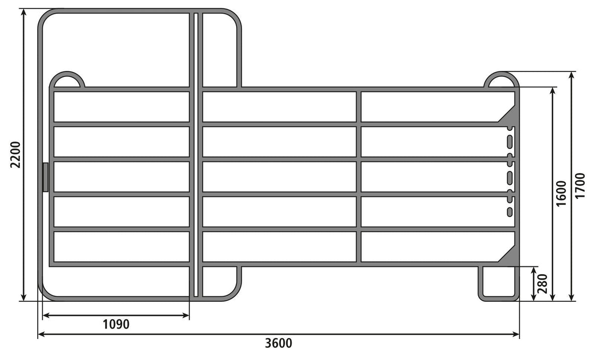 AKO Panel Zaunelement 3,6 m mit Tor (incl. Kettenverschl) 442596