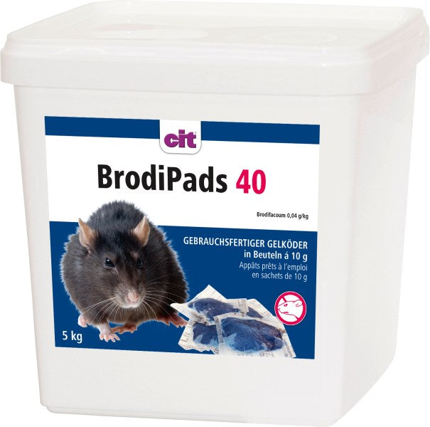 Cit Rattenköder BrodiPads 40, 5kg Pastenköder 10gr, Brodifacoum - 299526