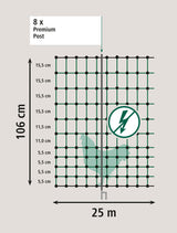 Kerbl Geflügelnetz Premium, grün 25m, 106cm, Doppelspitze - 292419