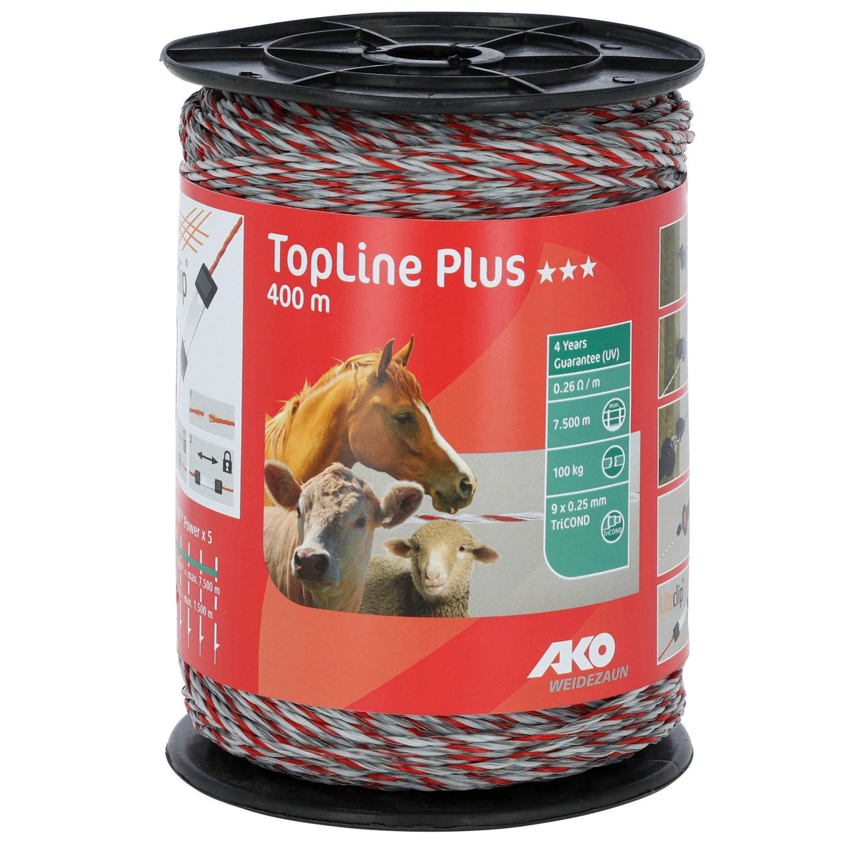 AKO Litze TopLine Plus, 400m, weiß/rot, 9 x 0,3mm TriCOND 449523