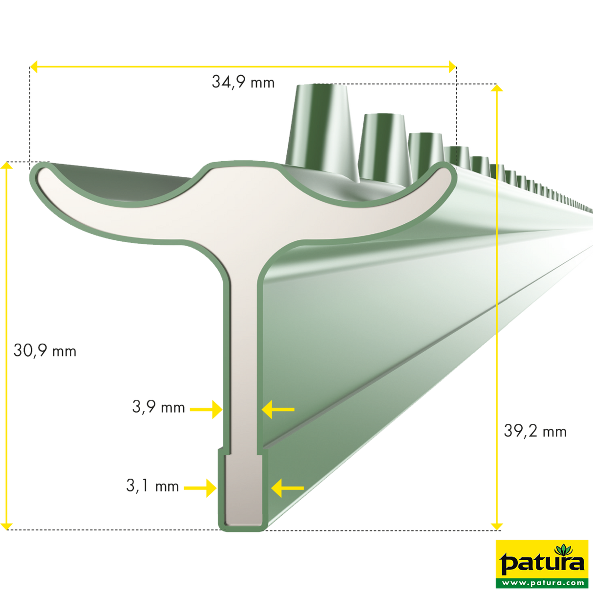 Patura - T-Pfosten, grün, l = 1,67 m, lackiert (Palette mit 200 Stück) - 171604