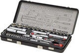 Socket wrench set 1/4" + 1/2" 65 pieces