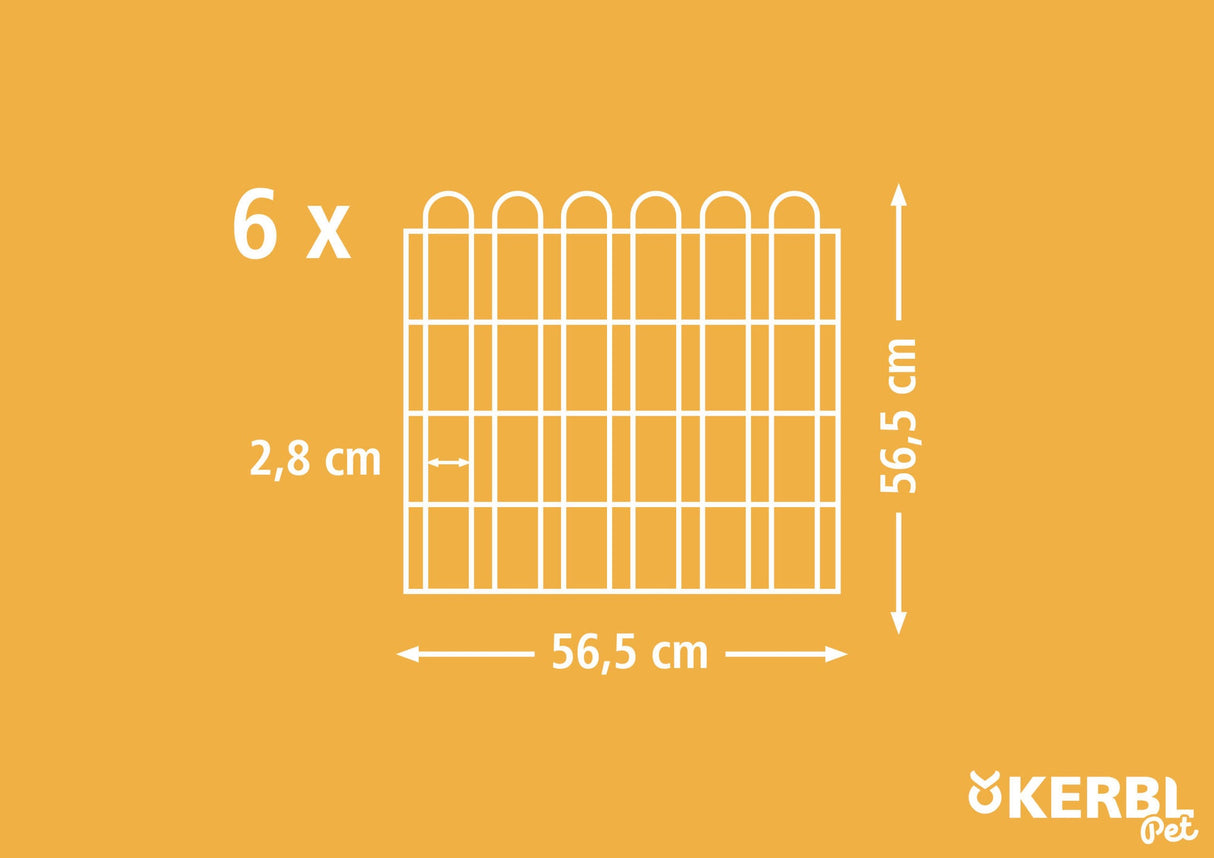 Kerbl Freigehege, verzinkt, 6 Gitter 56,5x56,5 cm, mit Tür und Netz 82704