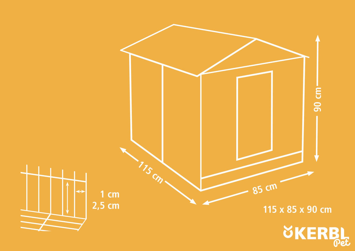 Kerbl Freigehege Appartement Pro 115x85x90cm, Kunststoffdach 1 Stück 81720