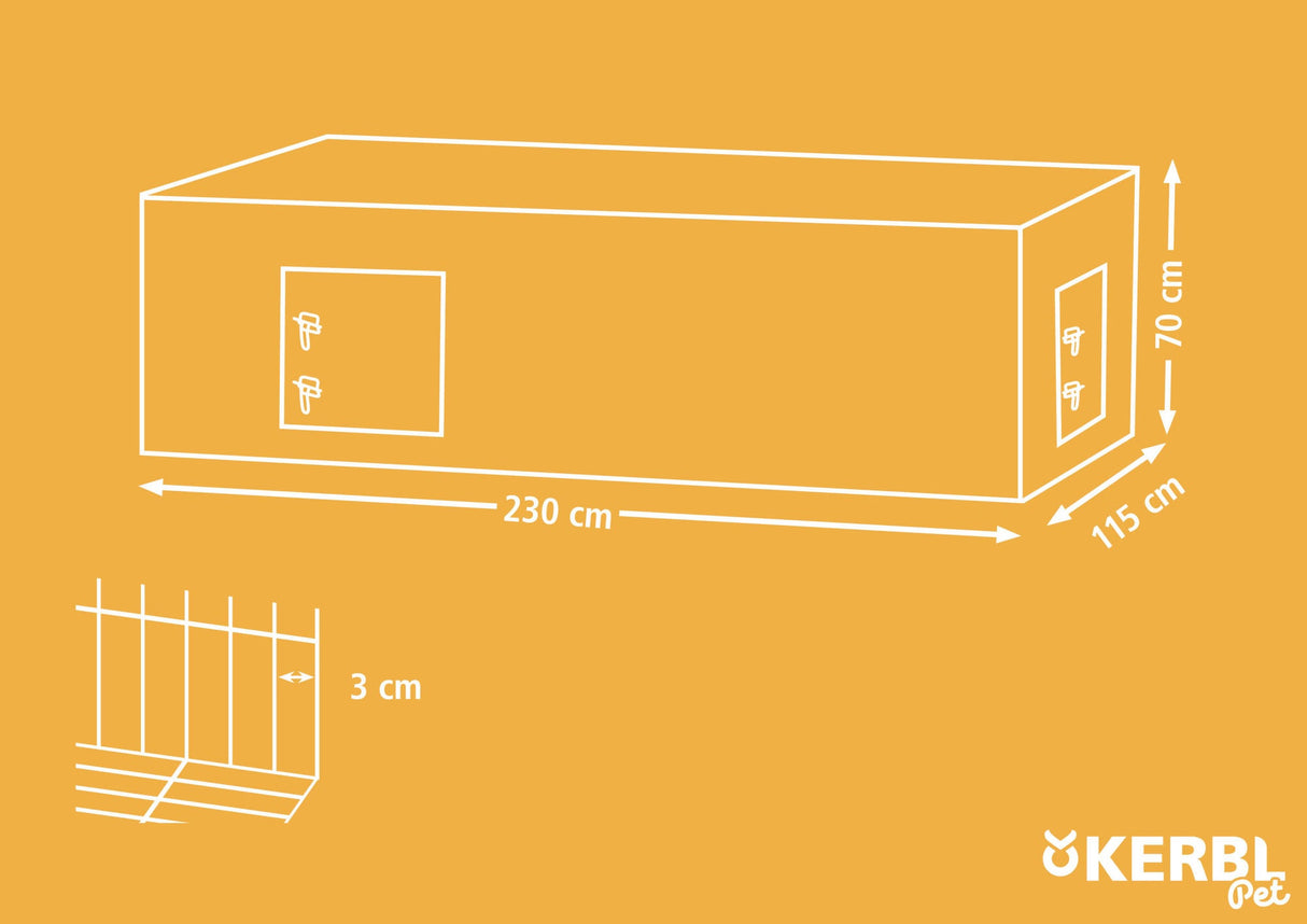 Kerbl Freigehege mit Ausbruchsperre 230x115x70cm, mit Abdeckung 82825