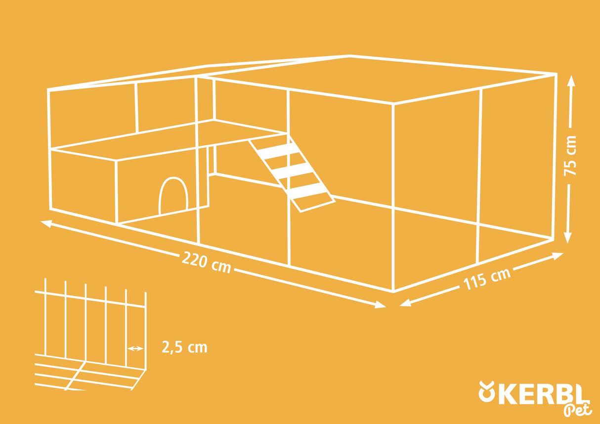 Kerbl Freilaufgehege mit Plastikdach & Ausbruchsperre 220x115x75cm 81708