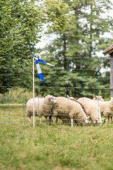 Kerbl Herdenschutzband blau/weiß, geblockt, 80mm, 100 m Rolle 27239