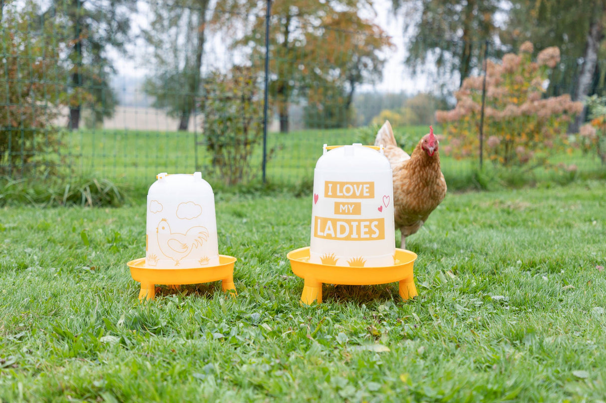 Kerbl Kunststoff-Tränke 3 l, mit Füßen, orange mit Motiv - 70166