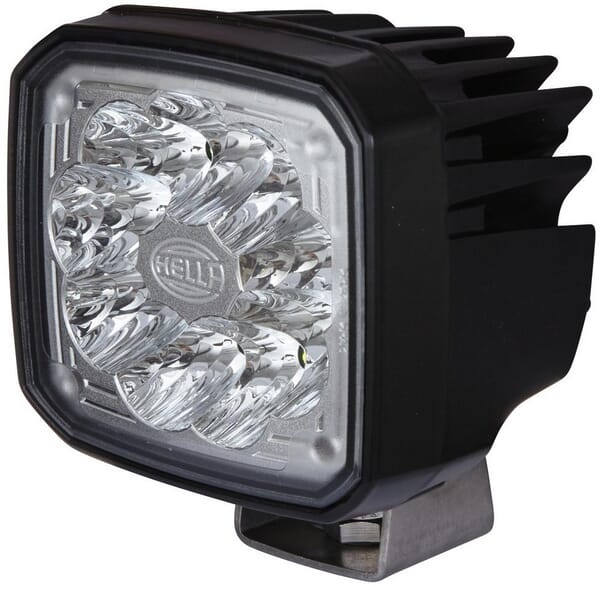 KRAMP Arbeitsscheinwerfer LED, 2000lm, quadratisch, 12/24V, transparent, 100x85mm Deutschstecker, 9 LED's, Hella 1GA995506031