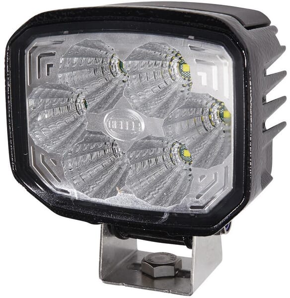 KRAMP Arbeitsscheinwerfer LED, 18W, 850lm, quadratisch, 9/33V, transparent, 112x62x129mm Deutschstecker, 6 LED's, Hella 1GA996188021