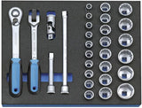 KRAMP Steckschlüsselsatz 1/2" in 2/4 CT Werkzeugmodul, 29-teilig 2005CT2D19GED