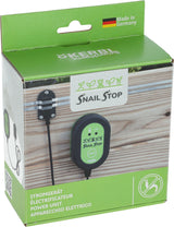 Kerbl Stromgerät mit angeschlossenem Kontaktclip und Halteplatte für SnailStop Elektrischer Schneckenzaun 291125