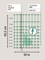 Kerbl Kaninchennetz 50mtr, 65cm Doppelspitze, grün 292222