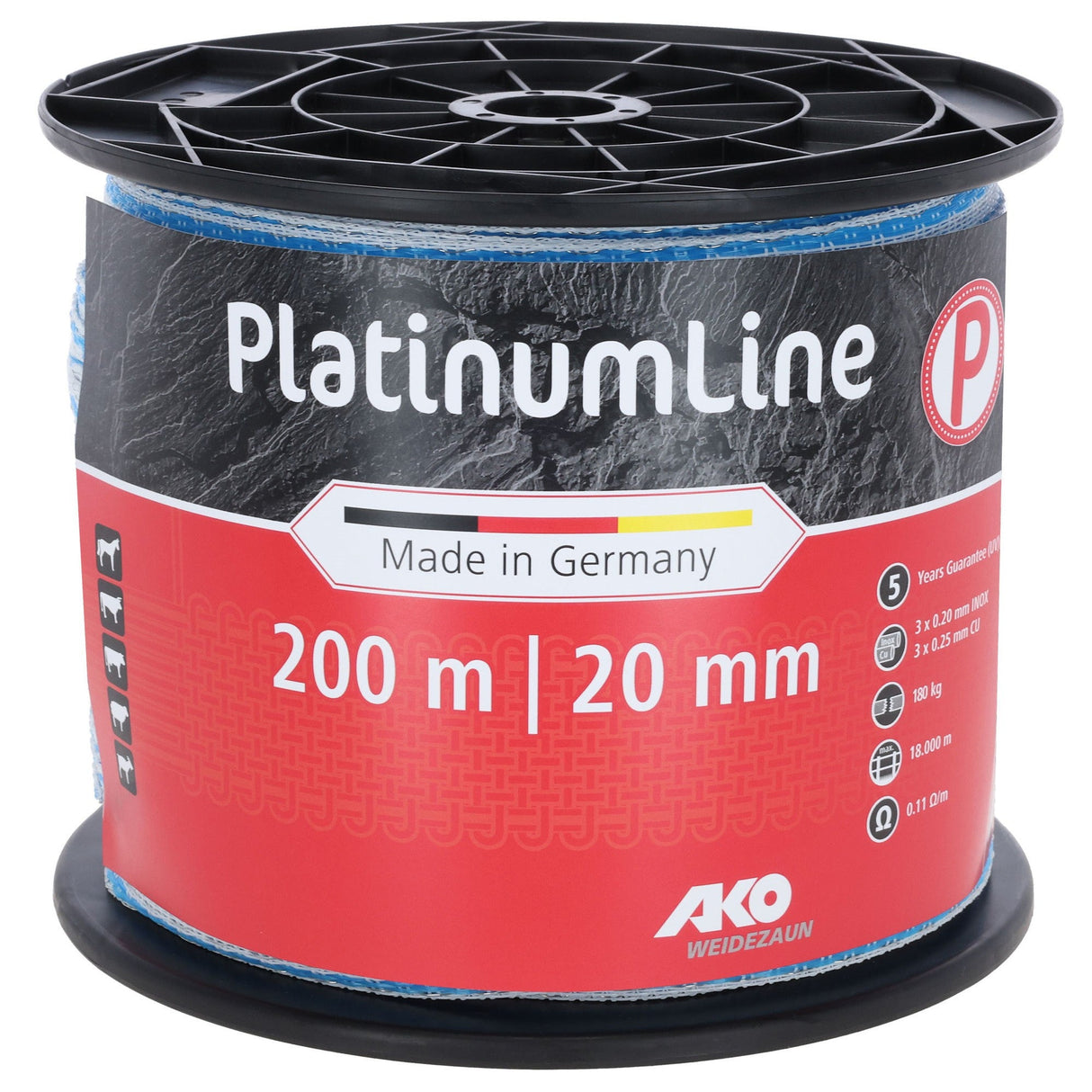 AKO PlatinumLine Band, 200m, 20mm, weiß/blau,3x0,2 Niro,3x0,25 Cu - 442821