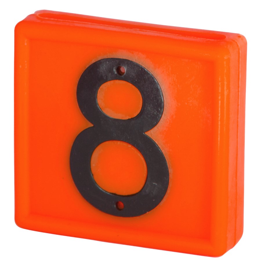 Kerbl Nummernblock, Ziffer 8, orange zum Einschlaufen, 10er Pack zum Einschlaufen - 207468