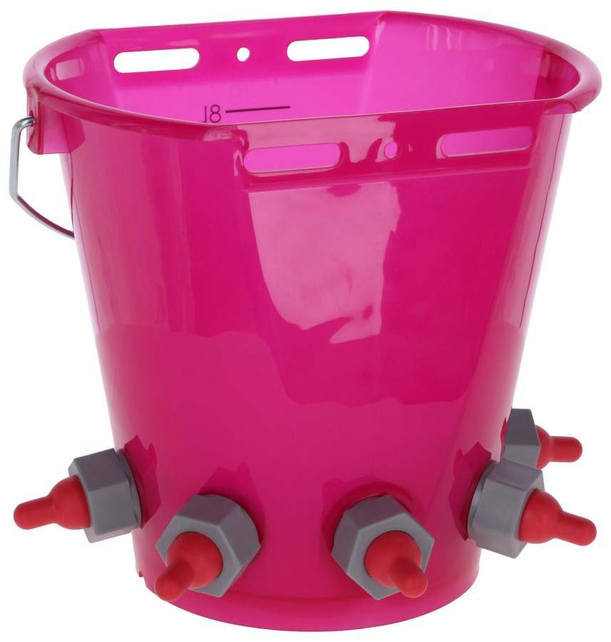 Kerbl Lammeimer transparent pink mit 5 kurzen Saugern - 27515