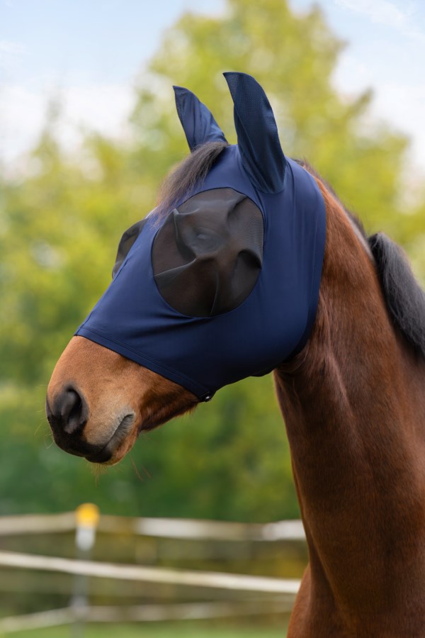 Covalliero Fliegenschutzmaske FinoStretch Zipper blau , Full - 3230462