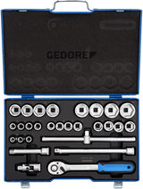 Socket set, 1/2" hexagon, 10-36 mm, 28 pieces