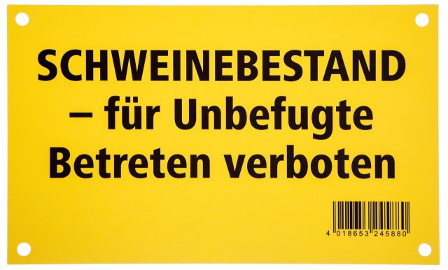 Kerbl Warnschild, "Schweinebestand - Betreten verboten" - 29649