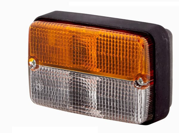 Indicator marker light 21/5W, rectangular, 12V, amber/transparent, screw-on 120x55x80mm, Hella