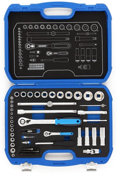 Socket wrench set 1/4"+1/2", 69 pieces