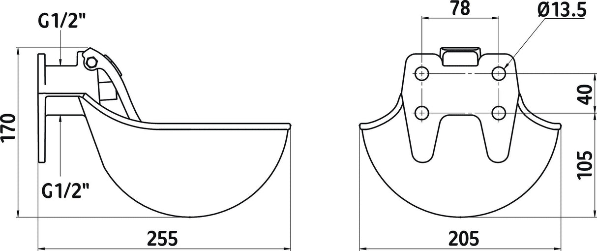 Kerbl Tränkebecken 221500 m. Nirosta-Stahlzunge, schwarz 221500 2 Stück