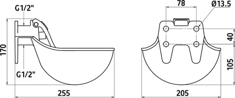 Kerbl Tränkebecken 221500 m. Nirosta-Stahlzunge, schwarz 221500 2 Stück