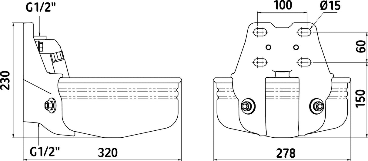 Kerbl Edelstahl Tränkebecken E21 mit Rohrventil, 1/2-Anschluss - 221860