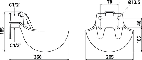 Kerbl Tränkebecken Guss m. Gusszunge (mit Absperrung) 222000 2 Stück
