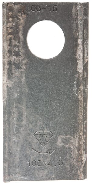 Mower blade left 100x48x4 mm, bore Ø 21 mm, suitable for Pöttinger, pack of 25 - 25 pieces