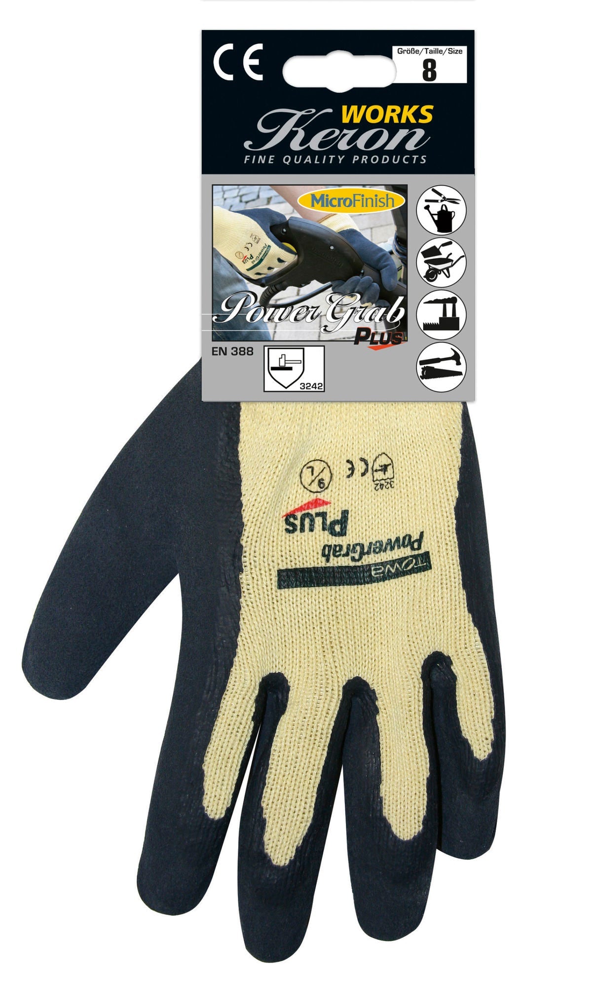 Kerbl PowerGrab Plus Grösse 8 Strickhs. in Latex 297312