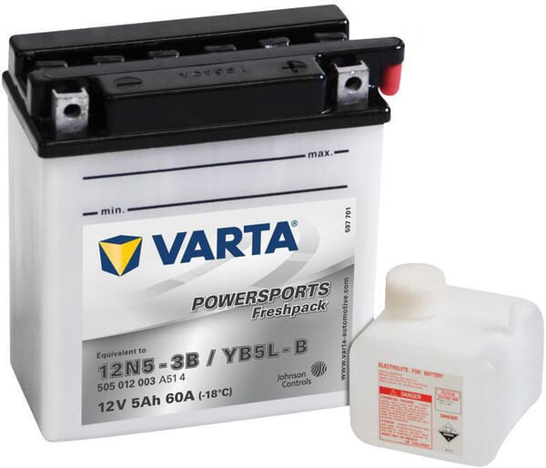KRAMP Batterie 12V 5Ah 60A Powersports Freshpack VARTA 505012006I314PS