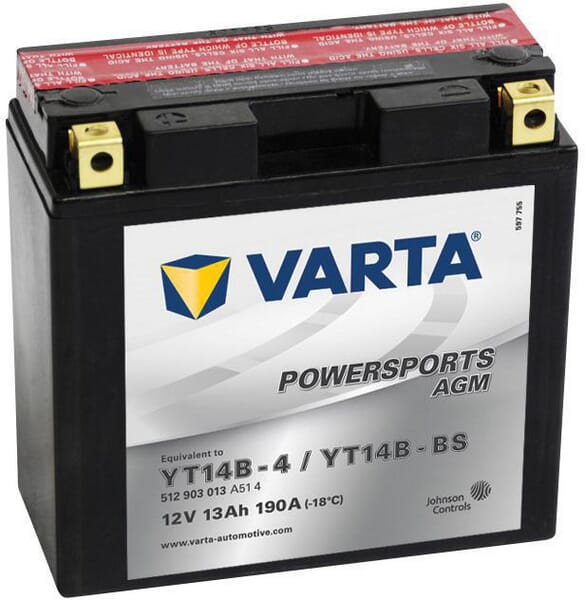 Battery 12V 12Ah 190A AGM Powersports VARTA